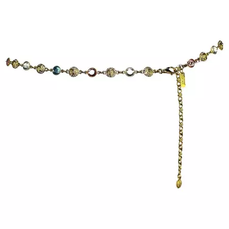 S/S 1995 Gianni Versace Thin Gold Tone Rhinestone Medusa Chain Belt For Sale at 1stDibs