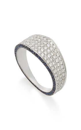18K White Gold, Diamond, and Sapphire Ring by Ralph Masri | Moda Operandi