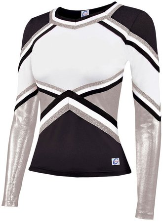 Long Sliver and Black Cheer Top