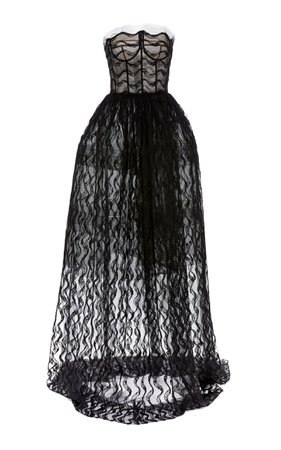 Strapless Lace Gown by Oscar de la Renta | Moda Operandi