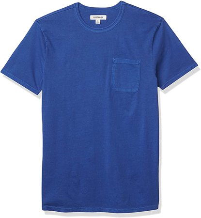 Amazon.com: Amazon Brand - Goodthreads Men's Heritage Wash Short-Sleeve Crewneck T-Shirt with Pocket, Bright Blue, X-Small: Clothing