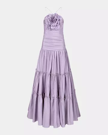 Zac Posen Ruched Floral Applique Gown | Neiman Marcus