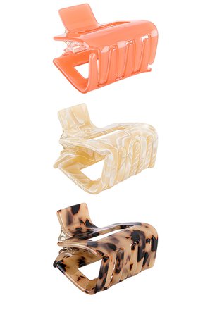 petit moments Roxanne Hair Clip Set in Smooth Tortoise, Marble & Peach | REVOLVE