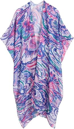 Amazon.com: Women's Swimwear Coverups Beach Cover Up Cardigan Swimsuit Kimono with Floral Print (Kc16) : Clothing, Shoes & Jewelry