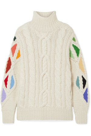 Rosie Assoulin | Pain In The Glass appliquéd cable-knit alpaca turtleneck sweater | NET-A-PORTER.COM