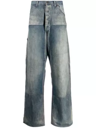 SAINT MXXXXXX distressed-effect high-rise wide-leg Jeans