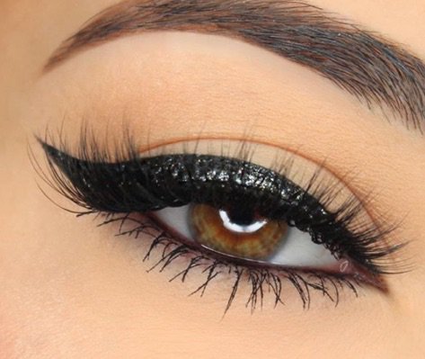 Black/Silver Glitter Winged Eye Makeup