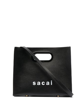 Sacai logo-print Leather Tote - Farfetch