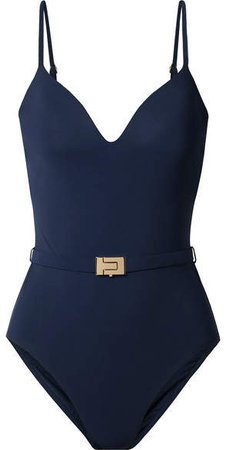 Belted Swimsuit - Navy