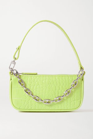 Lime green Rachel mini croc-effect leather shoulder bag | BY FAR | NET-A-PORTER