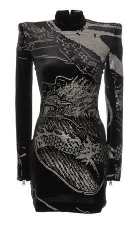Dragon Print Velvet Dress by Balmain | Moda Operandi