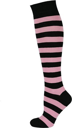 pink and black striped socks