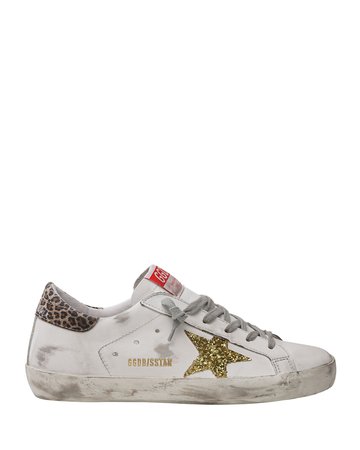 Golden Goose Superstar Leather Glitter Star Sneakers | Neiman Marcus