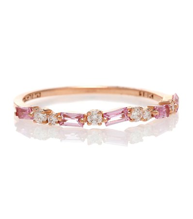 SUZANNE KALAN 18kt rose gold ring with pink sapphires and diamonds