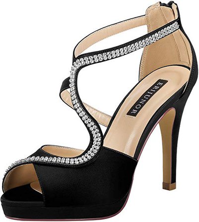Amazon.com | ERIJUNOR High Heel Sandals Peep Toe S-Strap Prom Wedding Evening Shoes | Pumps