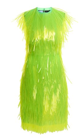 prada acid green plastic dress