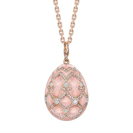 Rose Gold & White Diamond Fabergé Egg Pendant