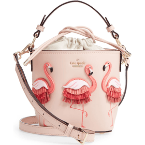 kate spade new york by the pool - flamingo pippa leather bucket bag