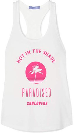 Paradised - Hot In The Shade Printed Cotton-blend Jersey Tank - White
