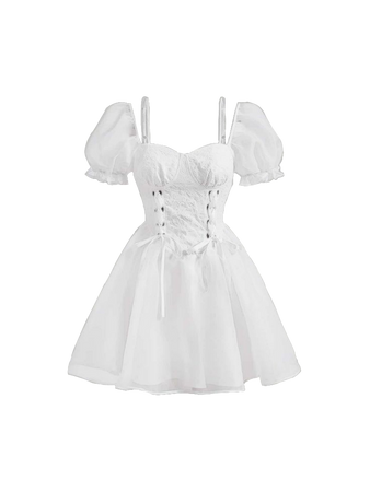 Short Cottagecore Dress White