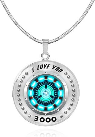 I Love You 3000 Necklace for Men Women - Iron Man Necklace,Tony Stark Arc Reactor Pendant (Blue) | Amazon.com