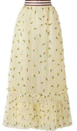 Ganni Bliss Embellished Tulle Maxi Skirt