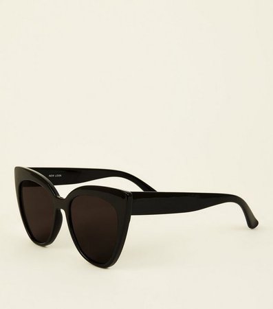 Black Oversized Cat Eye Sunglasses | New Look