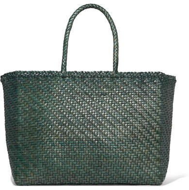 Diffusion - Basket Big Woven Leather Tote - Green