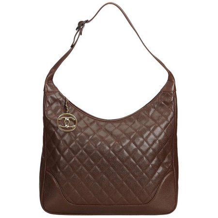 Chanel Brown Quilted Caviar Leather Shoulder Bag For Sale at 1stdibs