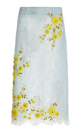 Lace Embroidered Midi Skirt By Des Phemmes | Moda Operandi
