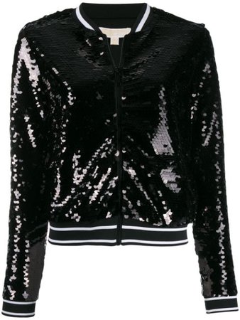 Shop black Michael Michael Kors sequinned bomber jacket with Express Delivery - Farfetch