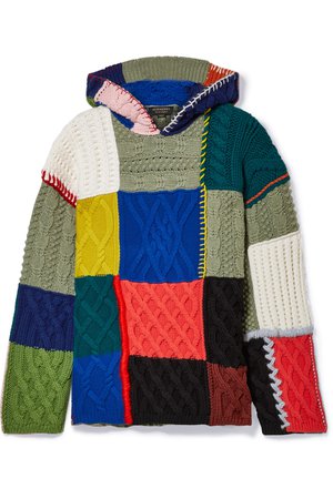 Burberry | Hooded patchwork wool-blend sweater | NET-A-PORTER.COM