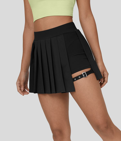 Breezeful™ High Waisted Pleated 2-in-1 Side Pocket Adjustable Buckle Mini Quick Dry Casual Skirt | Halara | $34.95