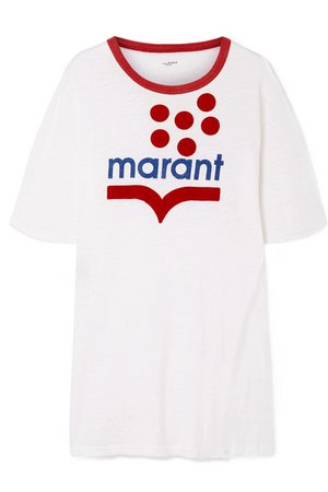 Isabel Marant Étoile | Kutai flocked printed slub linen-jersey T-shirt | NET-A-PORTER.COM