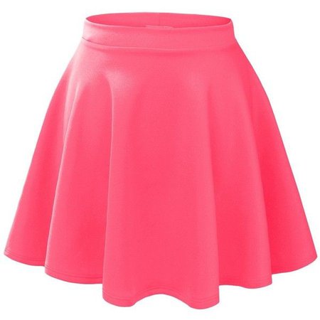 LE3NO Womens Basic Versatile Stretchy Flared Skater Skirt ($35) ❤ liked on Polyvore featuring skirts, pink skater skirt,