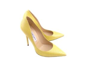 JIMMY CHOO Womens Pumps Love Yellow 85 Heels Pointed Toe Snakeskin