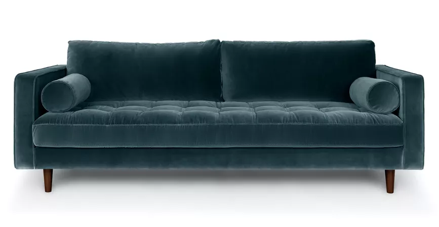Pacific Blue Sven Velvet 3 Seater Sofa | Article