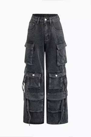 Multi Pocket Straight Leg Cargo Jeans – Micas