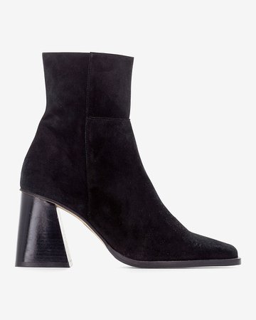 Alohas South Black Suede Block Heel Ankle Boot | Express