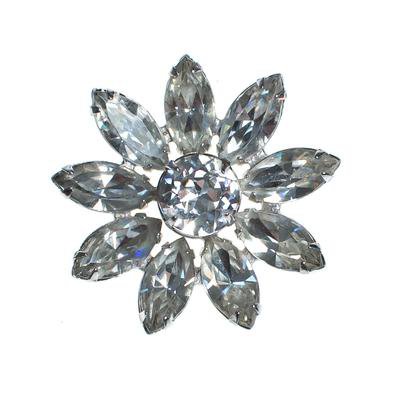 Vintage Diamante Rhinestone Flower Brooch, Silver Tone Setting, Brooch - Vintage Meet Modern