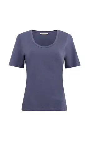 Buy Tuscany-Dkbl Stretch Cotton Jersey Scoop-Neck Tee online - Etcetera
