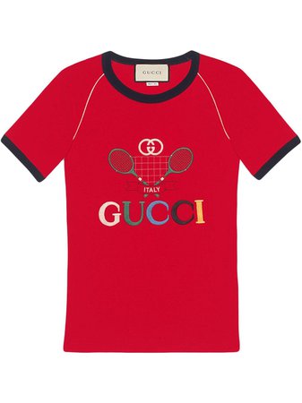 Gucci Gucci Tennis Embroidered T-shirt - Farfetch