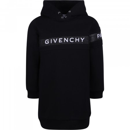 Givenchy Girls Logo Stripe Hoodie Dress in Black - BAMBINIFASHION.COM