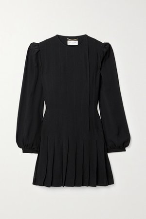 SAINT LAURENT | Pleated crepe mini dress | NET-A-PORTER.COM