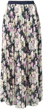 Semicouture floral print pleated maxi skirt