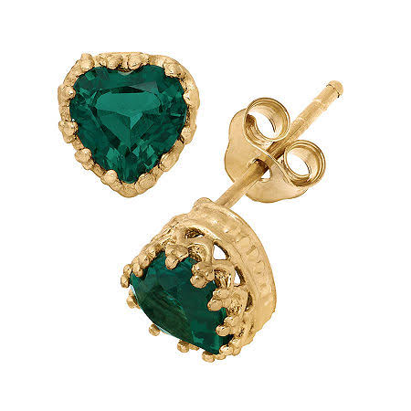 Emerald heart stud earrings