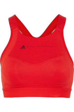 adidas by Stella McCartney | Essential Climalite mesh-trimmed stretch sports bra | NET-A-PORTER.COM