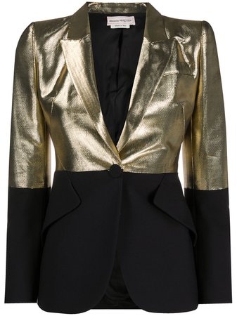 Alexander McQueen Block Tone Gold And Black Blazer Jacket - Farfetch