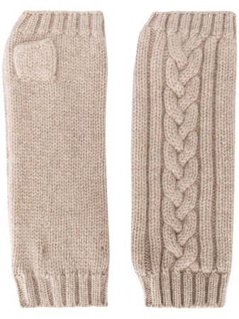 Pringle of Scotland fingerless cable-knit gloves