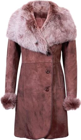 Infnity Leather Ladies Warm Smoke Brissa Merino Shearling Sheepskin Coat with Toscana Collar XS Brown at Amazon Women's Coats Shop